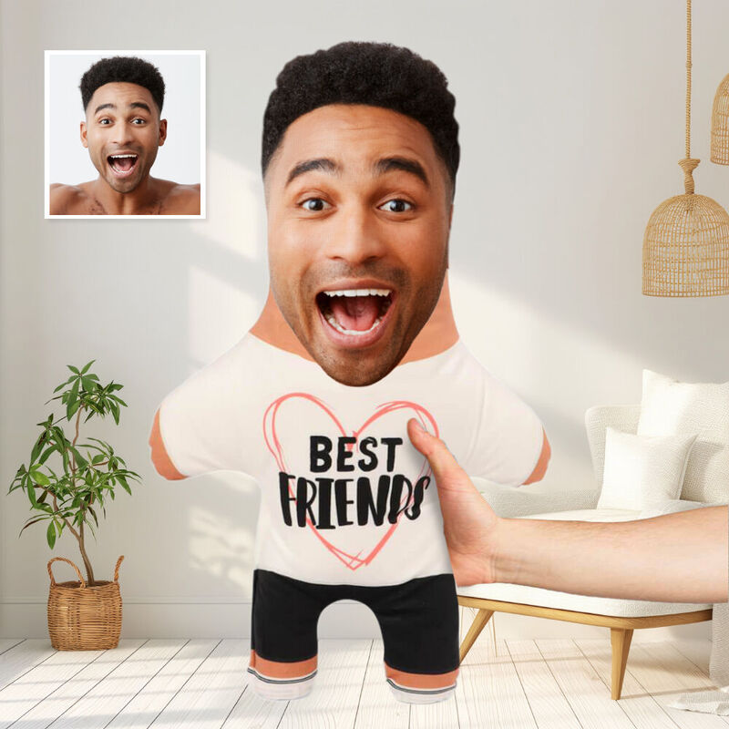 Personalized Face Pillow Add Photo "Best Friends" For Him or Her