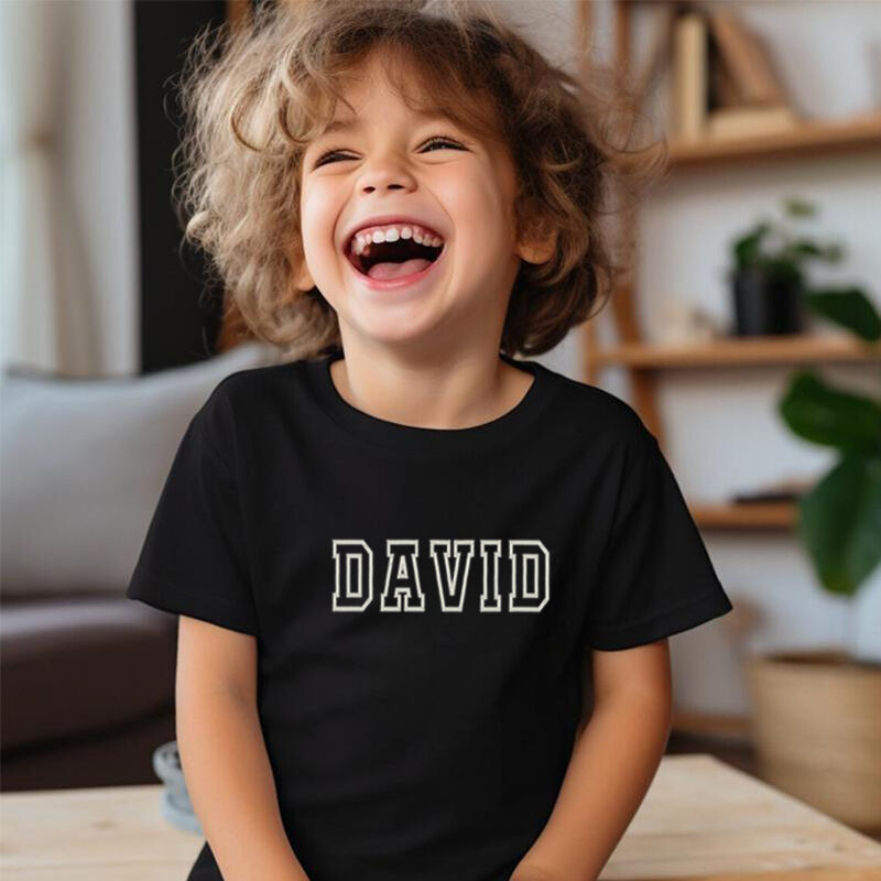 Personalized Kids Embroidered T-Shirt Custom Line Name Gift For Children