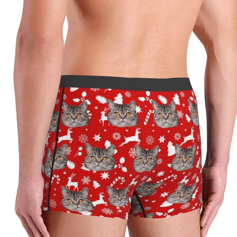 Personalized Photo Men's Underwear Boxer Briefs with Deer Pattern Wonderful Gift for Pet Lover