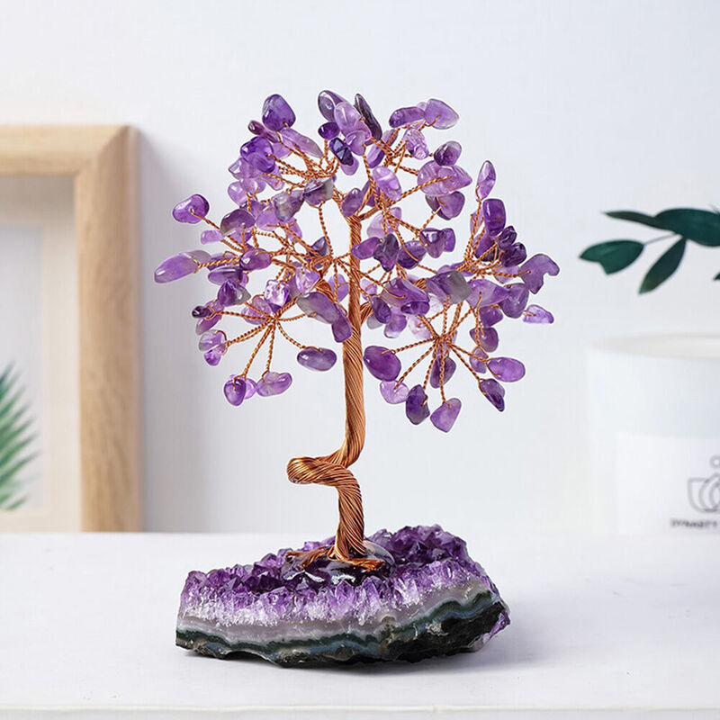 Amethyst Baum Buntes Geld Baum Reiki Healing Handmade Crystal Flower Tree für Mama