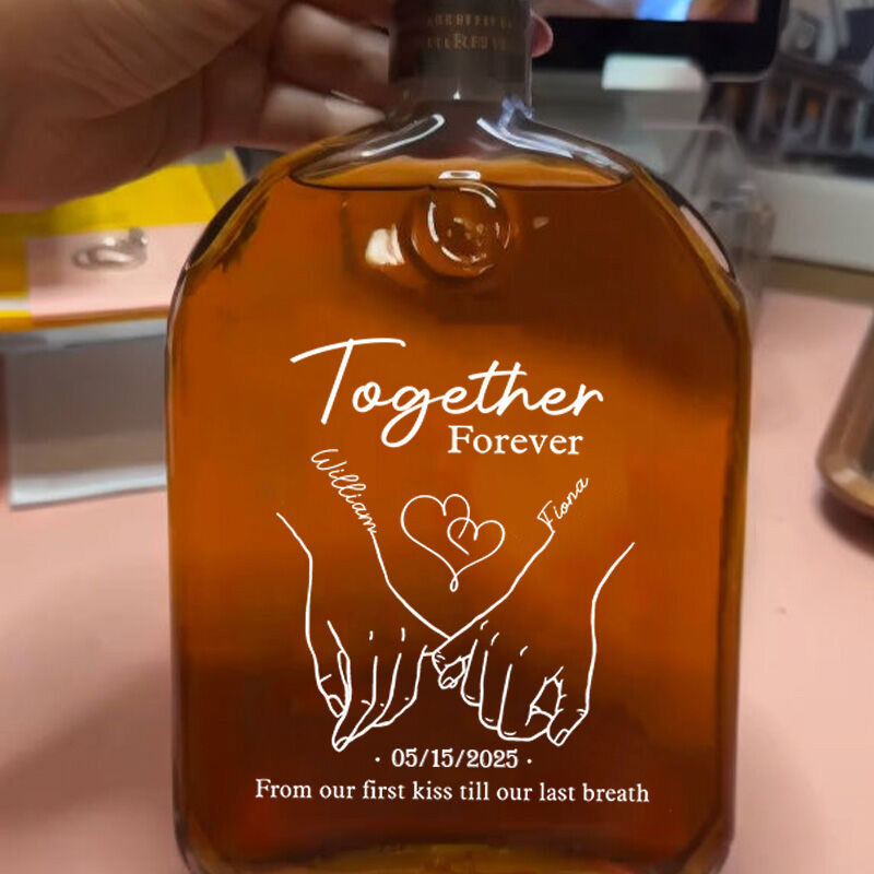 Botella de whisky personalizada con nombre: el mejor regalo para San Valentín "Juntos para siempre"