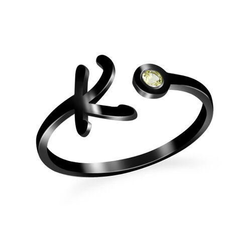 "I'm Cool" Simple Initial Personalized Birthstone Ring