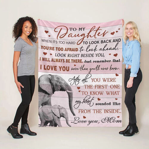 She Called Me Mom Family Blanket Printed with Elephants and Baby Elephants
