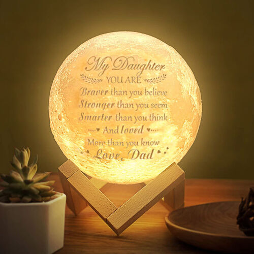Lampe de lune avec lettre d'amour Cadeau chaleureux de papa à sa fille