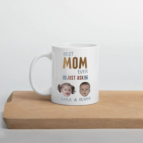 Taza personalizada de foto de cara para mejor mamá y nombre personalizado