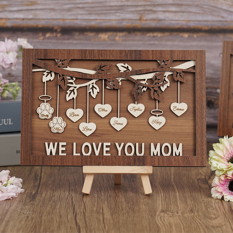 Personalized Family Tree Frame We Love You with Custom Name Sign Warm Gift for Mother's Day