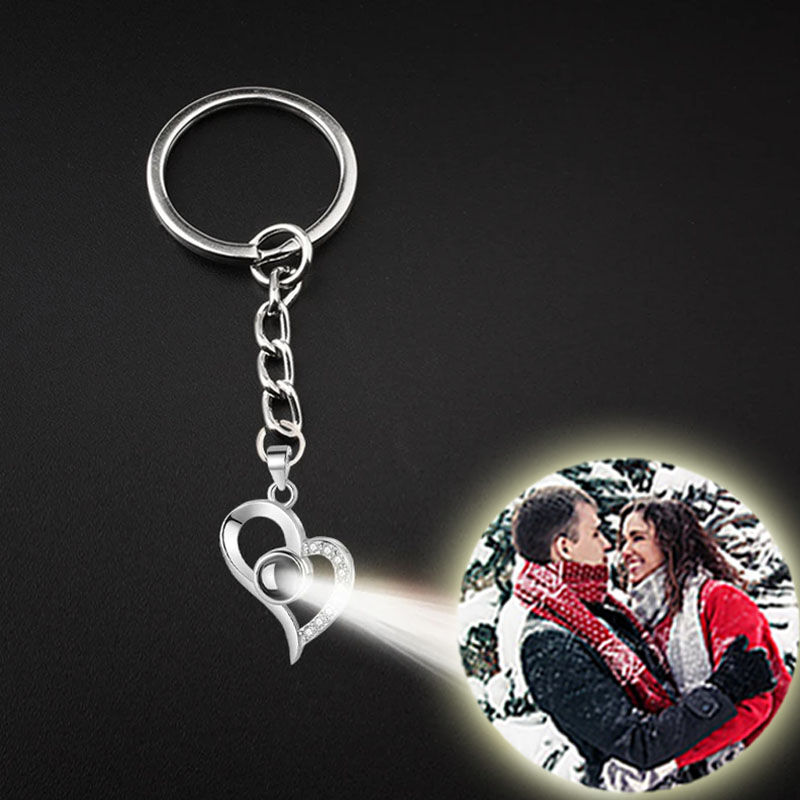 Personalized Photo Projection Keychain-Sparkling Heart