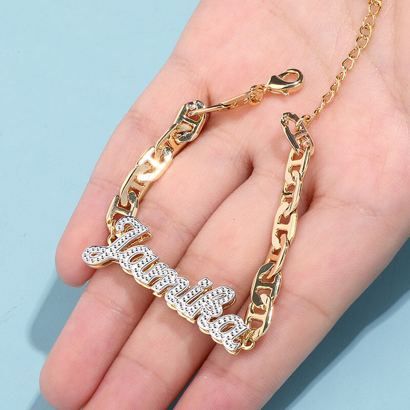 Double Layer Two Tone Personalized Custom Name Bracelet