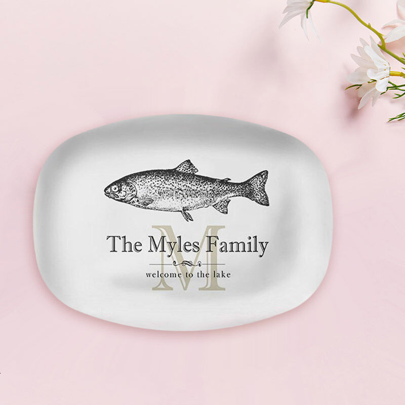 Personalized Name Plate with A Fish Pattern for Couple