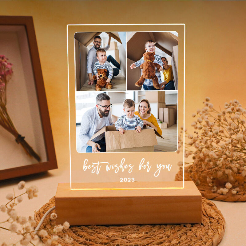 Personalized Picture And Engraving Lamp Simple Present for Family