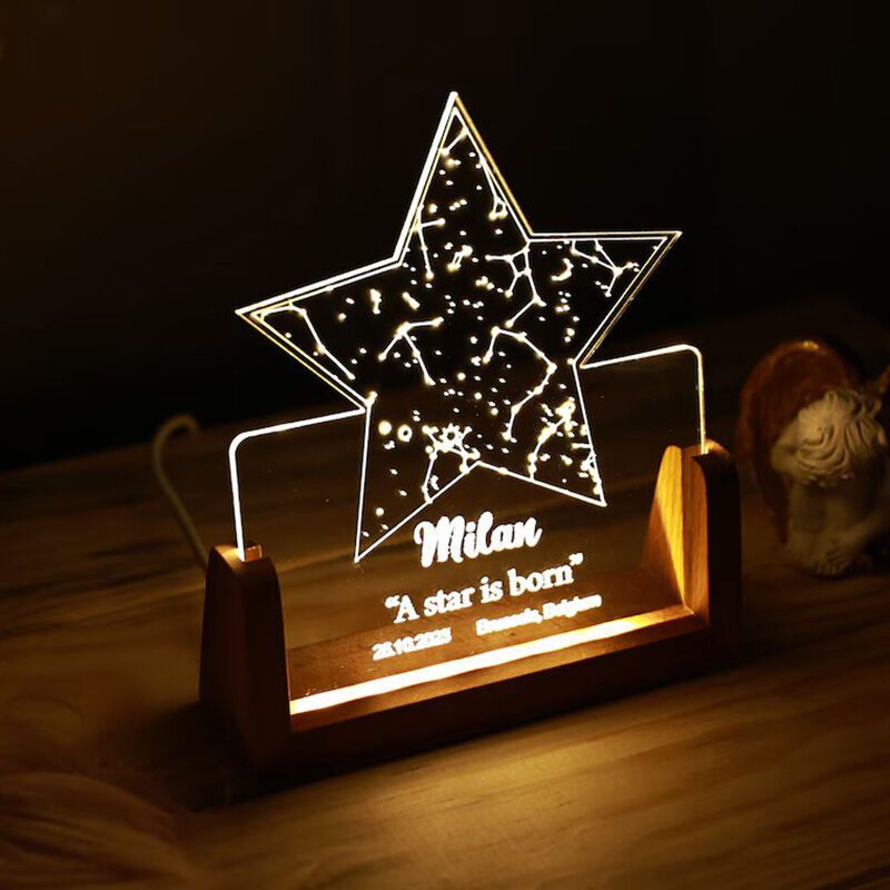 Personalized Star Map Night Light Unique Shaped Best Gift for Birthday