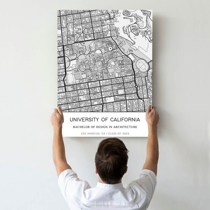 Personalized Map Canvas Wall Art Simple Present for Graduation