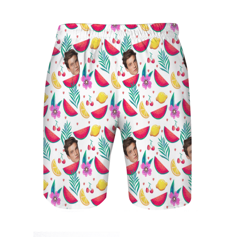 Shorts de plage Photo personnalisée  pour homme avec motif orange Cadeau amusant pour frère