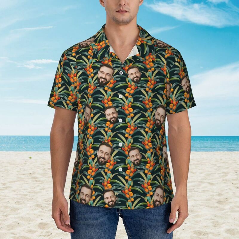 Camicie hawaiane personalizzate Flowers and Leaves Design Camicia da spiaggia personalizzata per uomo