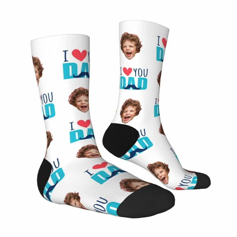 "I LOVE DADDY" Customized Face Socks Mid-calf Socks Father's Day Gift