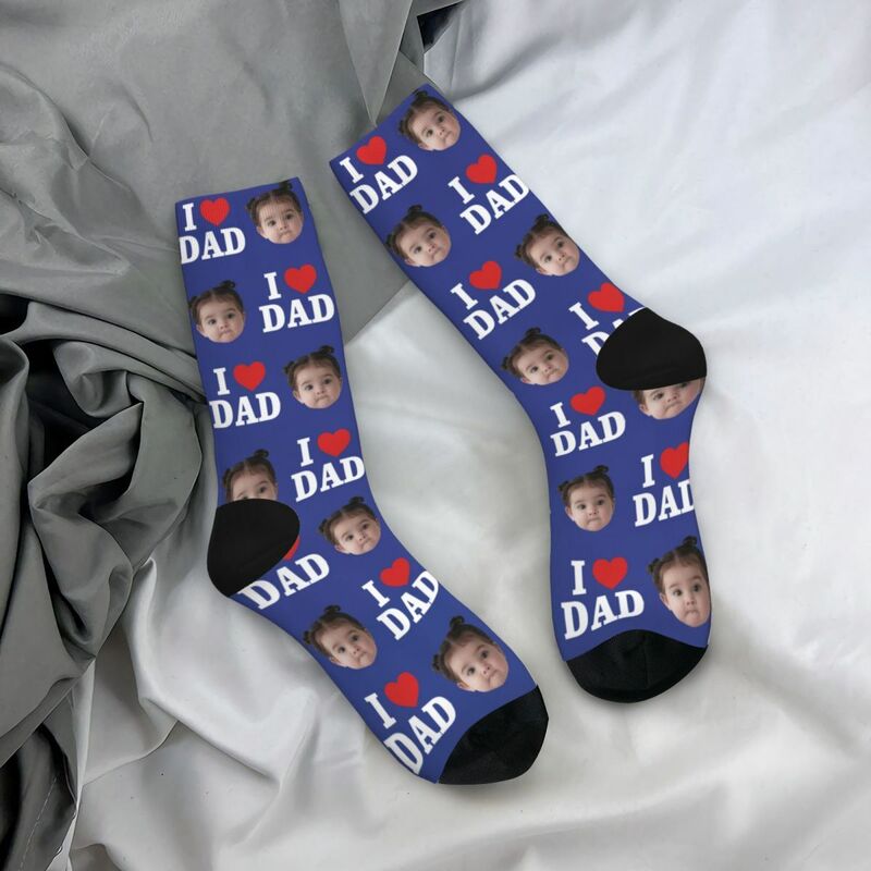 Calcetines con Cara Personalizados «I Love Dad» Regalo de Papá para el Día del Padre