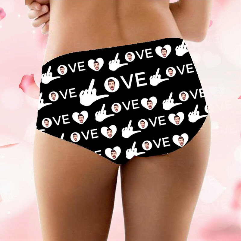 Personalized Picture Women's Underwear "Love" Words Design Sweet Valentine's Day Gift