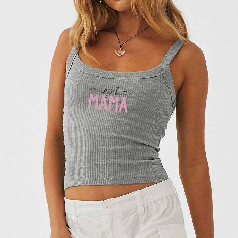Personalized Tank Top Embroidered Camisole Boy and Girl Mama Warm Design Perfect Gift for Her Mom