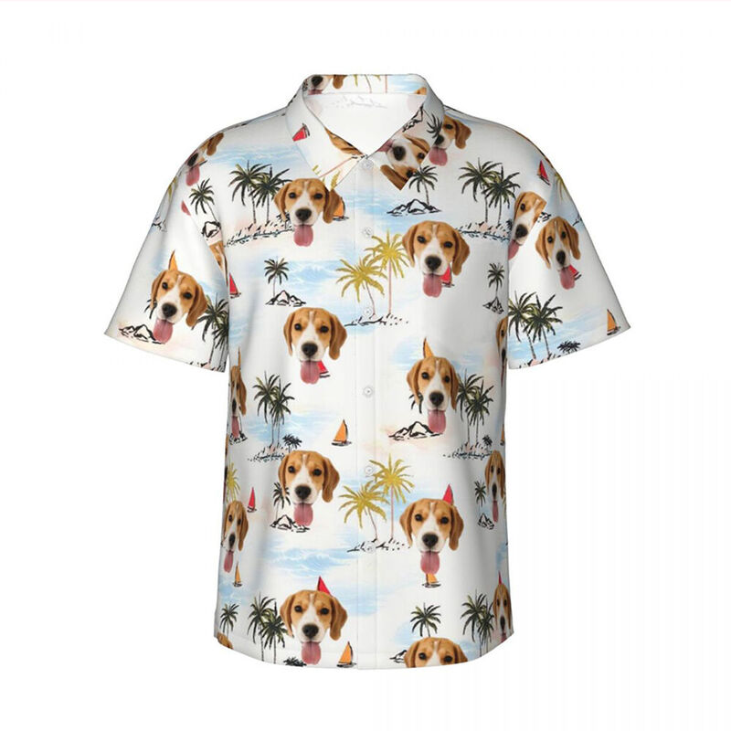 Custom Hawaiian Shirt with Beach Coconut Tree Pattern Holiday Gift for Pet Owners