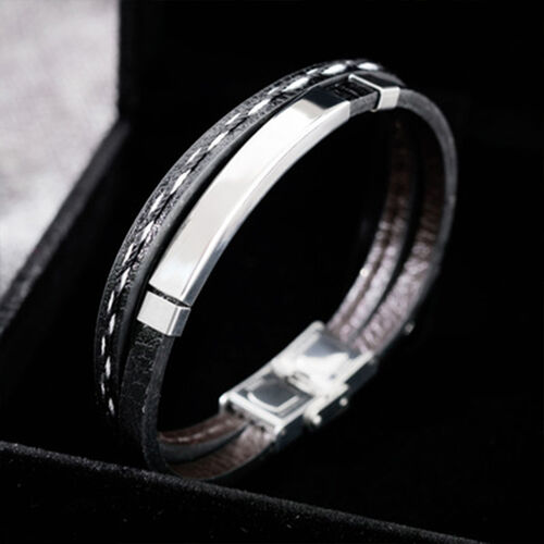 Pulsera personalizada "Junto con él" para hombres tejida en acero inoxidable