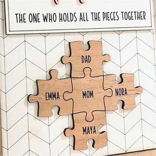 Personalized Engraving Name Puzzle Frame "The One Who Holds All The Pieces Together" Mother's Day Gift