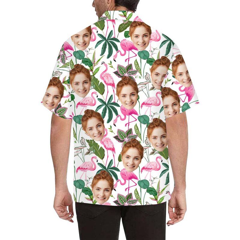 Chemise hawaïenne imprimée personnalisé  pour hommes - Flamingo rose