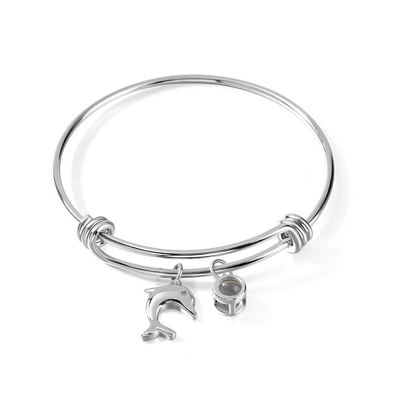 Personalized Projection Photo Bracelet with Adorable Dolphin Charm