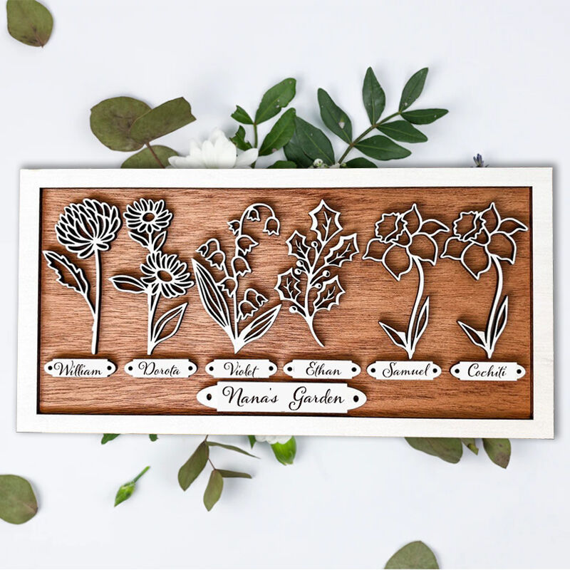 Personalized Birth Flower Frame Sign with Custom Name Unique Gift for Mother's Day