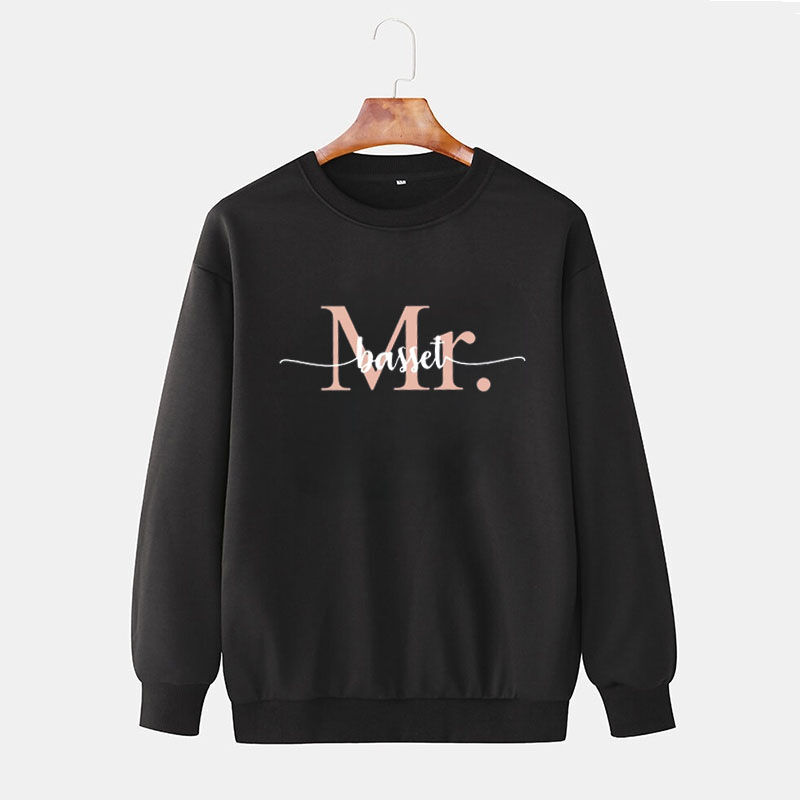 Personalized Sweatshirt Custom Name with Mr Logo Artistic Design Exquisite Gift for Couple