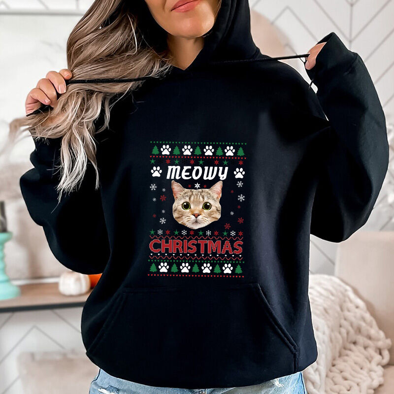 Personalized Hoodie with Custom Pet Picture and Name Adorable Christmas Gift for Pet Lover