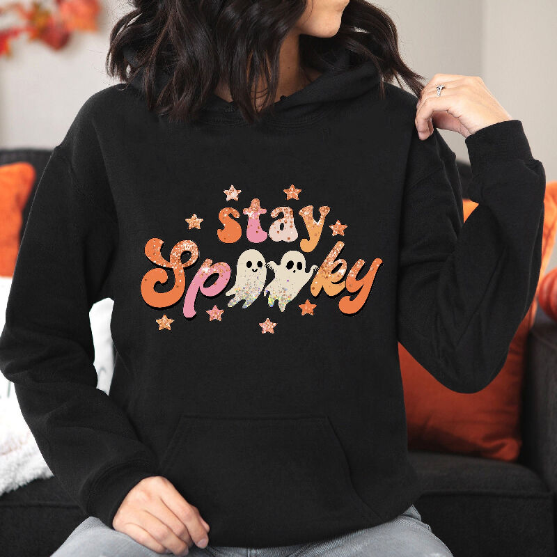 Creative Hoodie "Stay Spooky" Colorful Stars Pattern Beautiful Gift for Women