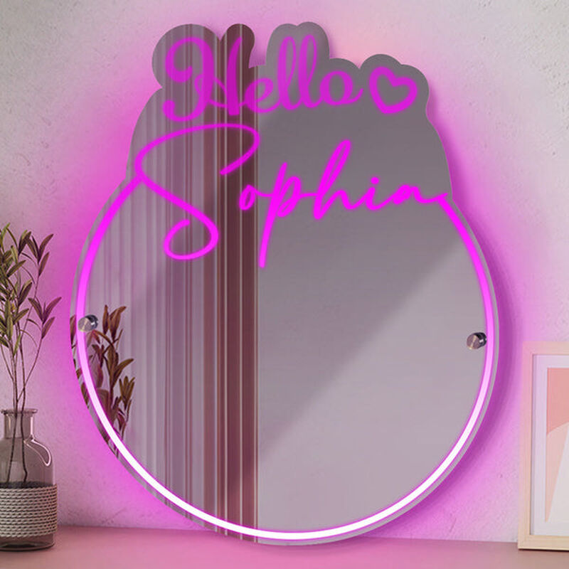 Personalized Led Mirror Light Customized Name Cool Gift For Kids