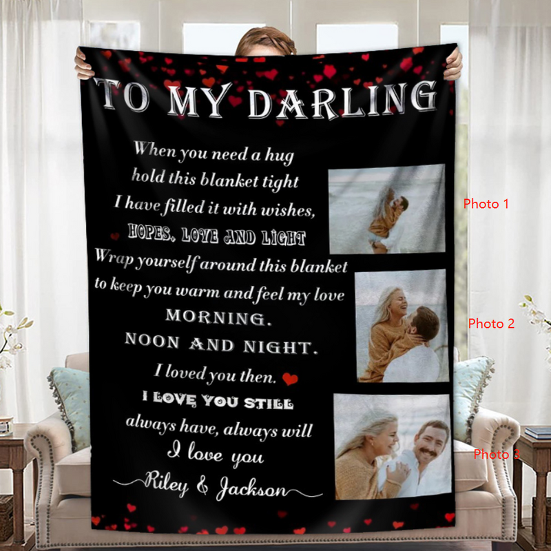 Personalized Picture Blanket with Love Letter Warm Gift for Couples