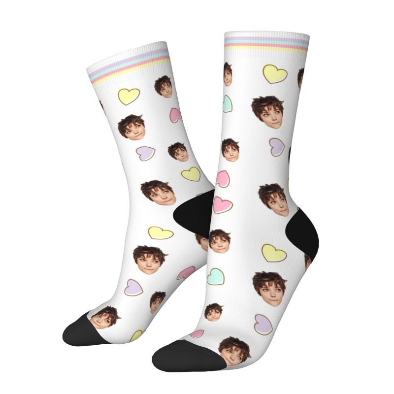 Customizable Face Socks Added Photo Printted Colorful Heart