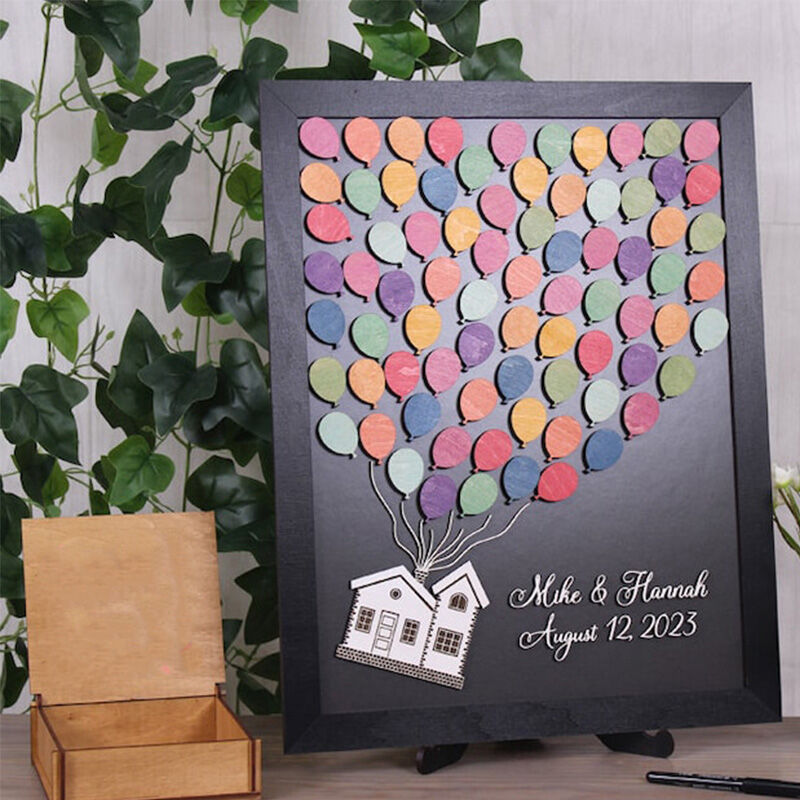 Libro De Invitados De Boda Cuadrado Personalizado Con Inserciones De Globos Para Regalos De Boda