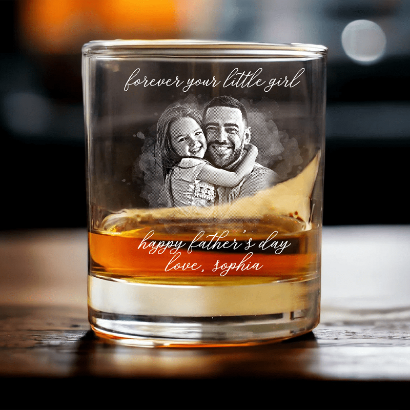 Gepersonaliseerde Rock Glass Custom Photo Forever Your Little Girl Perfect cadeau voor vaderdag