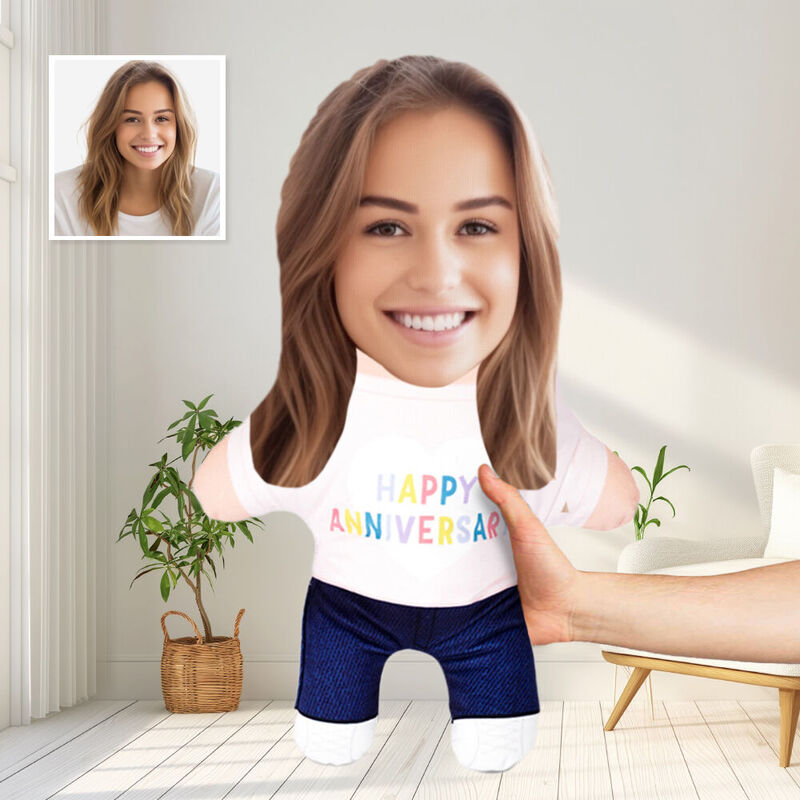 Individuelles Gesichtskissen Ich Herz Dich 3D Gesichtskissen Jahrestag Geschenk für Paare