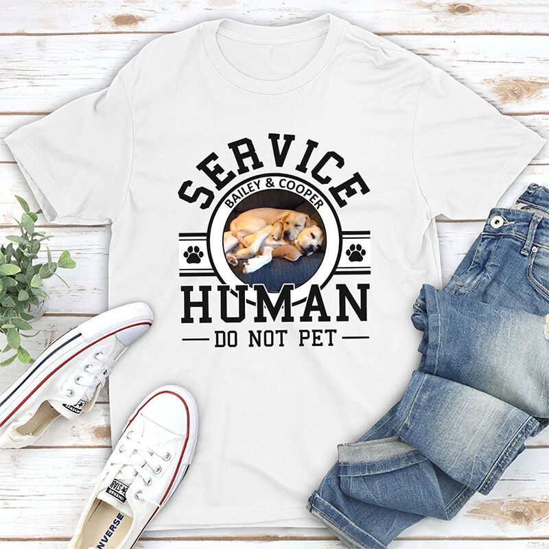 Personalized T-shirt Pet Service Human Custom Photo Logo Design Playful Gift for Pet Lovers