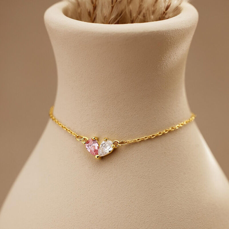 Gepersonaliseerde Hart Geboortesteen Armband Mooi Verjaardagscadeau voor haar