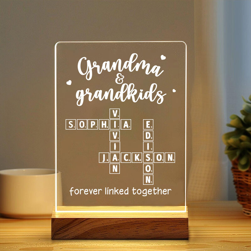 Personalized Name Night Light with Heart Pattern Best Gift for Grandma