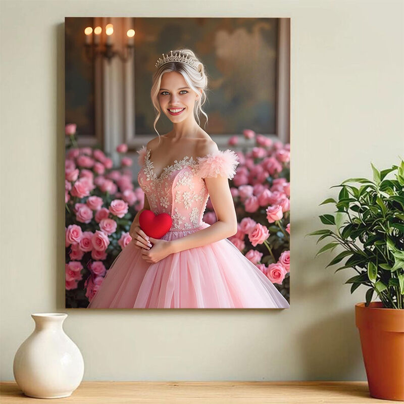 Personalized Princess Portraits with Custom Face Swap Beautiful Present for Girlfriend
