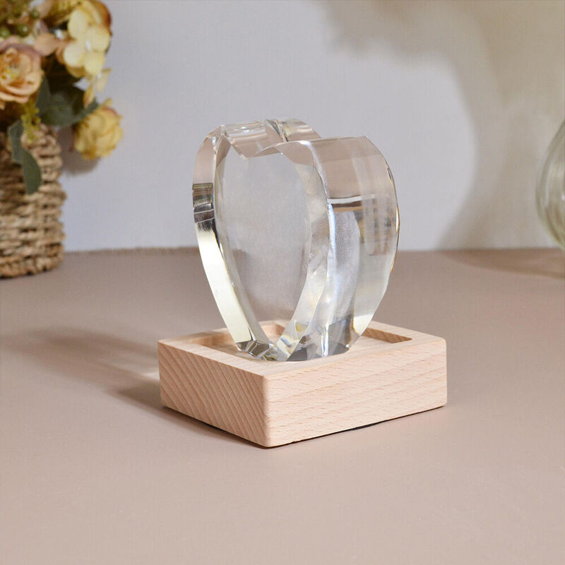 Personalized Carved Crystal Photo with Paw Print Pattern Desktop Deco for Pet Lovers