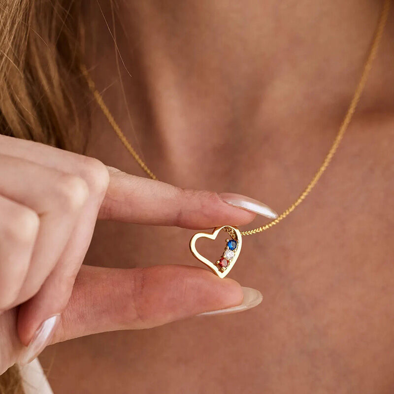 Personalized Heart Shaped Birthstone Necklace Beautiful Gift for Wife