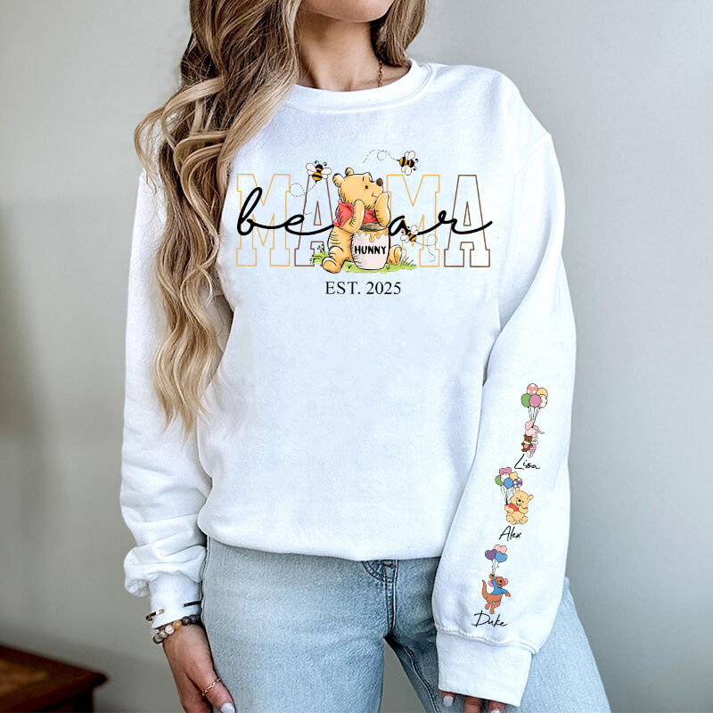 Personalized Sweatshirt Mama Bear with Custom Kids Cute Cartoon Design Attractive Mother's Day Gift