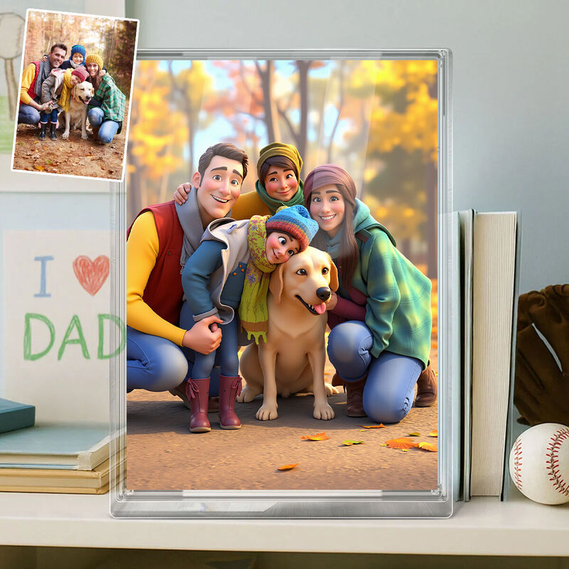 Gepersonaliseerde cartoon foto stijl acryl plaquette cadeau voor familie
