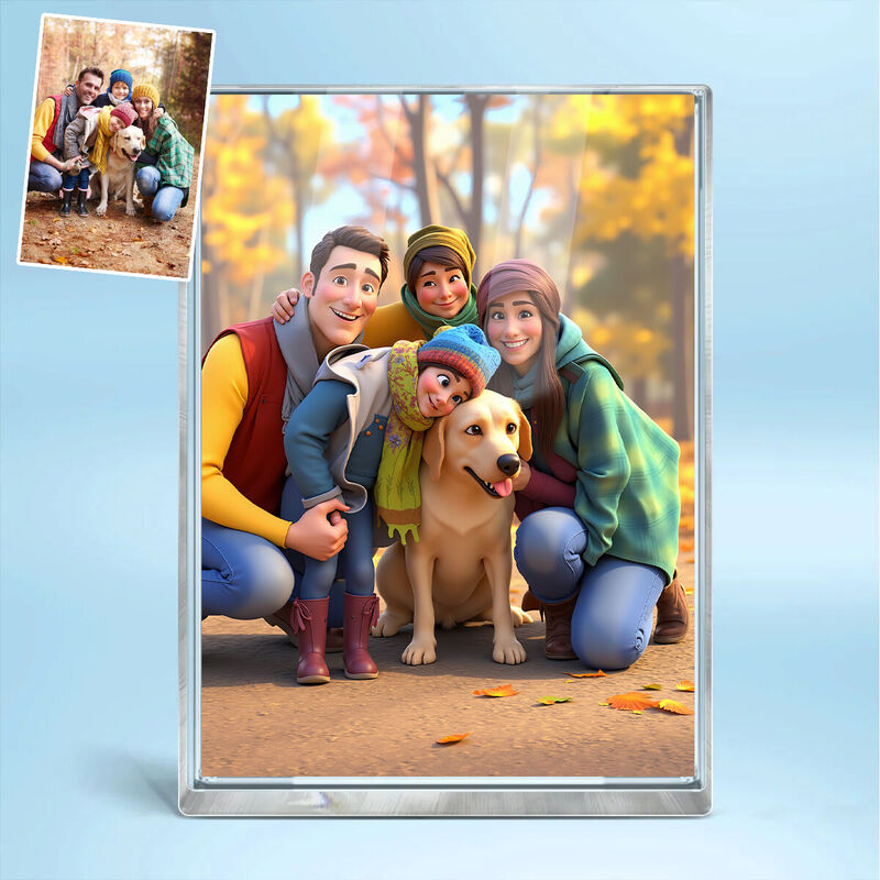 Gepersonaliseerde cartoon foto stijl acryl plaquette cadeau voor familie