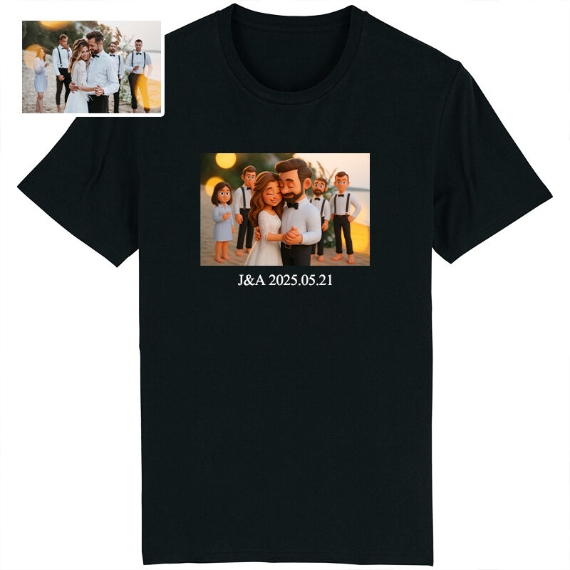 Personalized T-shirt Custom Meaningful Photo 3D Cartoon Style Design Perfect Gift for Lover One