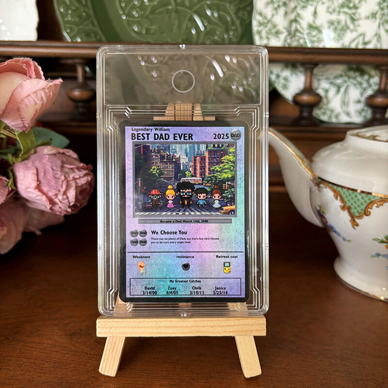 Personalized Pixel Art Photo Card with Custom Message Interesting Gift for Dad
