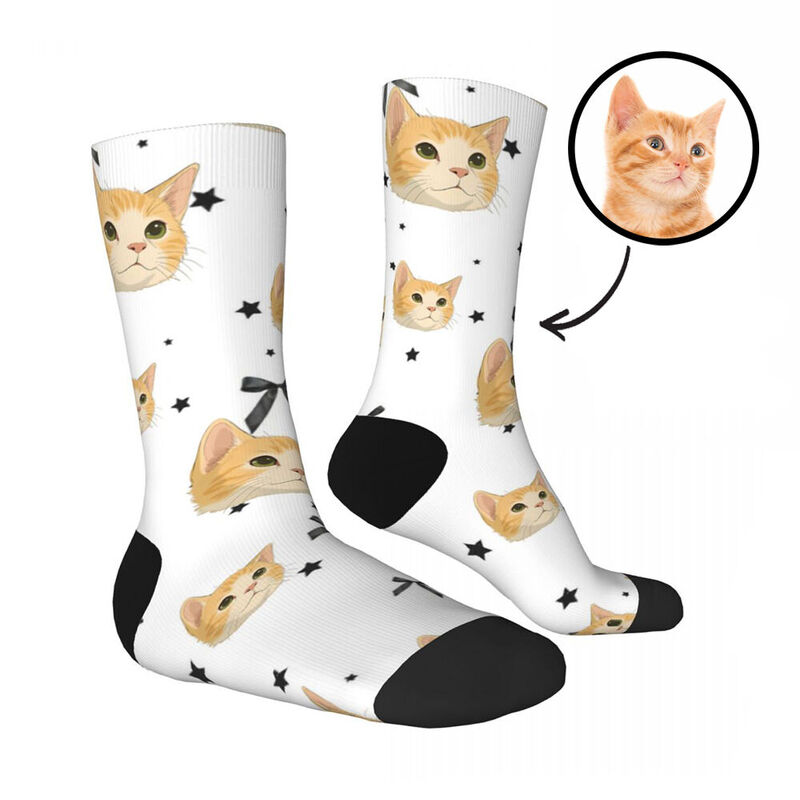 Personalized Face Socks Custom Pet Portrait Cartoon Photo Gift for Pet Lovers
