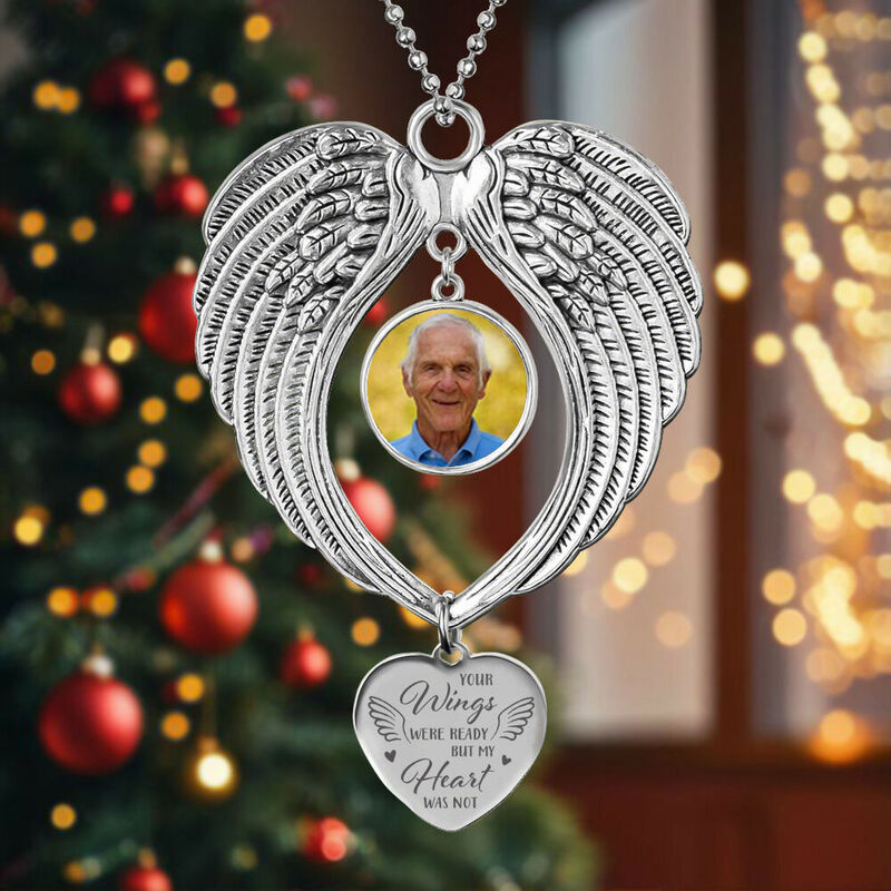 Personalized Photo Pendant Vintage Love Wings Decoration Gift for Family Members